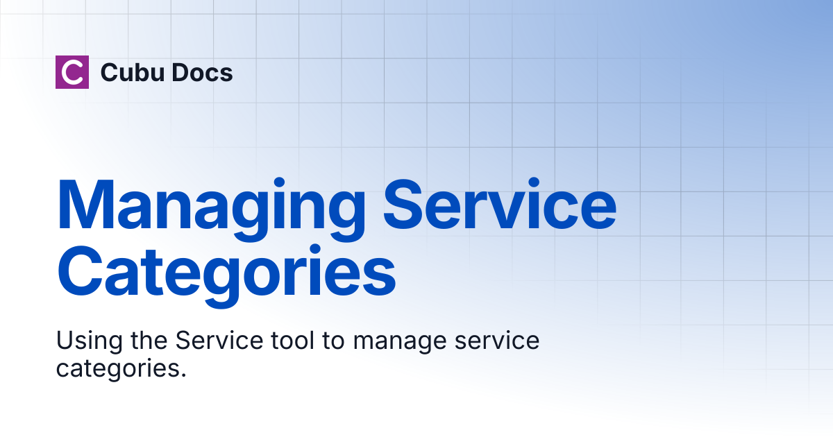 Managing Service Categories | Cubu Docs